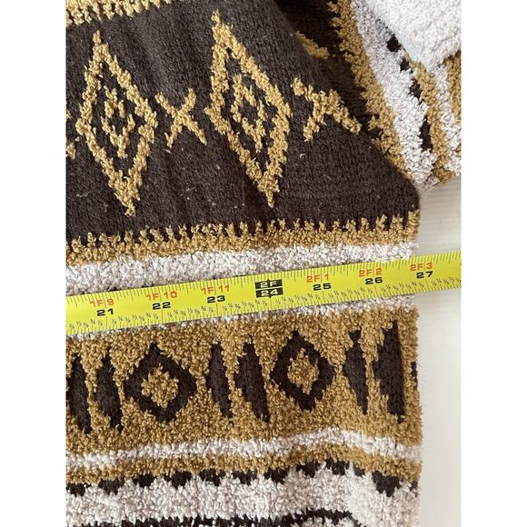 Frye Cardigan Sweater Women's Sz XL Long Length Brown Tan Nordic Cozy - Picture 5 of 5